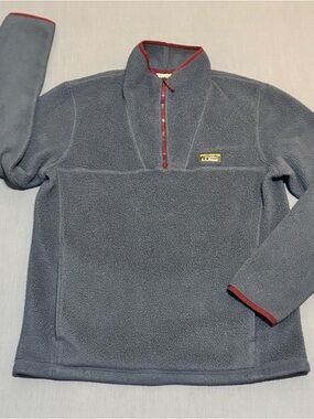 L. L. Bean Navy Blue Sweater 100% Polyester Long Sleeve Pullover, Size Med-Tall